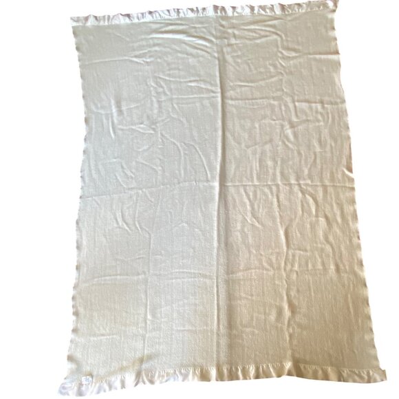 Vintage Faribo Twin Blanket 65x90 Cream Waffle Weave Wool Blend Satin Trim USA - Picture 4 of 10